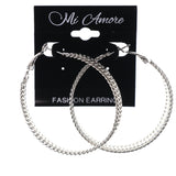 Silver-Tone Metal Hoop-Earrings #LQE3824