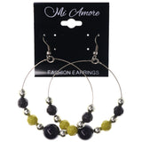 Black & Yellow Colored Metal Dangle-Earrings With Bead Accents #LQE3826