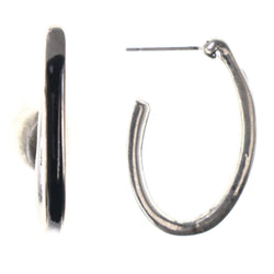 Silver-Tone & Black Colored Metal Dangle-Earrings #LQE3832