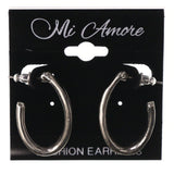 Silver-Tone & Black Colored Metal Dangle-Earrings #LQE3832