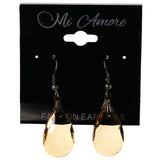 Yellow & Silver-Tone Colored Metal Dangle-Earrings With Crystal Accents #LQE3833