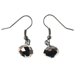 Black & Silver-Tone Colored Metal Dangle-Earrings With Bead Accents #LQE3834