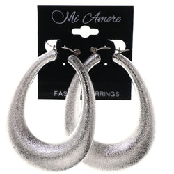 Silver-Tone Metal Hoop-Earrings #LQE3836