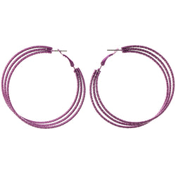 Purple Metal Hoop-Earrings #LQE3837