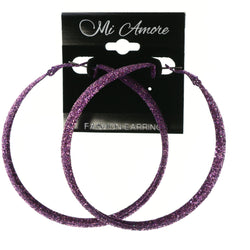 Glitter Sparkle Hoop-Earrings Purple Color  #LQE3838