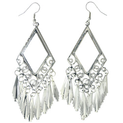 Silver-Tone Metal Dangle-Earrings #LQE3843