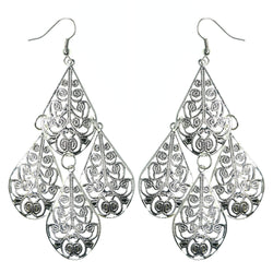 Silver-Tone Metal Dangle-Earrings #LQE3844