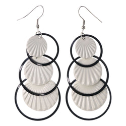 White & Black Colored Metal Dangle-Earrings #LQE3845
