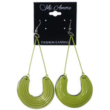 Green & Silver-Tone Colored Metal Dangle-Earrings #LQE3846