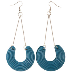 Blue & Silver-Tone Colored Metal Dangle-Earrings #LQE3847