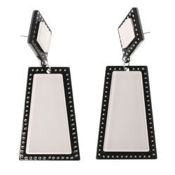 White & Black Colored Acrylic Drop-Dangle-Earrings #LQE3849
