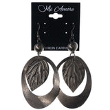 Leaf Dangle-Earrings Silver-Tone & Bronze-Tone Colored #LQE3852
