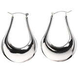 Silver-Tone Metal Hoop-Earrings #LQE3853