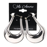 Silver-Tone Metal Hoop-Earrings #LQE3853