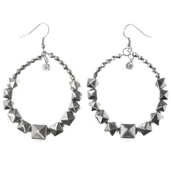 Silver-Tone Metal Dangle-Earrings With Bead Accents #LQE3855