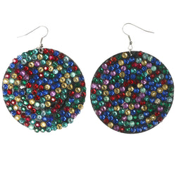 Colorful & Black Colored Fabric Dangle-Earrings #LQE3856