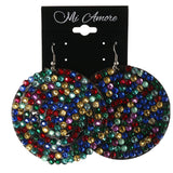 Colorful & Black Colored Fabric Dangle-Earrings #LQE3856