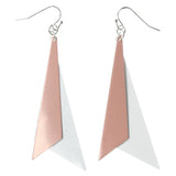 Pink & White Colored Metal Dangle-Earrings #LQE3858