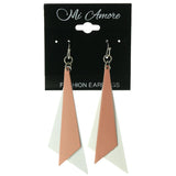 Pink & White Colored Metal Dangle-Earrings #LQE3858