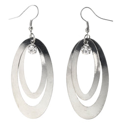 Silver-Tone Metal Dangle-Earrings With Crystal Accents #LQE3859