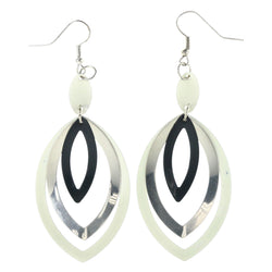White & Black Colored Metal Dangle-Earrings #LQE3860