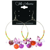 AB Finish Dangle-Earrings Bead Accents Colorful & Silver-Tone