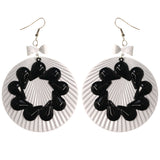 White & Black Colored Metal Dangle-Earrings #LQE3865