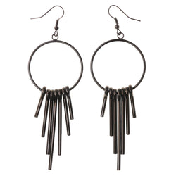 Black & Silver-Tone Colored Metal Dangle-Earrings #LQE3867