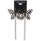Butterfly Dangle-Earrings Black & Gold-Tone Colored #LQE3873