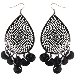 Black Metal Dangle-Earrings #LQE3874