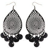 Black Metal Dangle-Earrings #LQE3874