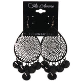 Black Metal Dangle-Earrings #LQE3874