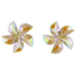 Flower AB Finish Stud-Earrings Yellow Color  #LQE3876