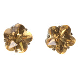 Flower Stud-Earrings With Crystal Accents Orange & Gold-Tone Colored #LQE3880