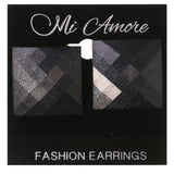 Black & Silver-Tone Colored Acrylic Stud-Earrings #LQE3884