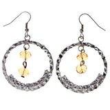 Faceted Bead Dangle-Earrings Crystal Accents Silver-Tone & Brown