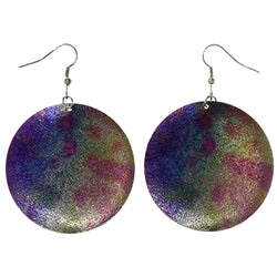 Colorful & Silver-Tone Colored Metal Dangle-Earrings #LQE3888