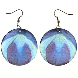 Peacock Feather Dangle-Earrings Blue & Green Colored #LQE3889