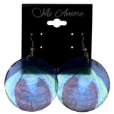 Peacock Feather Dangle-Earrings Blue & Green Colored #LQE3889
