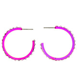 Pink & Purple Colored Acrylic Dangle-Earrings With Faceted Accents #LQE3891