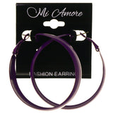 Matte Finish Hoop-Earrings Purple Color  #LQE3895