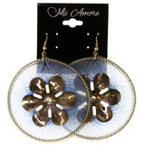 Flower Dangle-Earrings With Crystal Accents Silver-Tone & Blue Colored #LQE3900