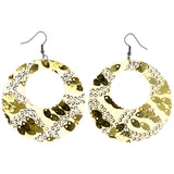 Sequin Dangle-Earrings Yellow & Clear Colored #LQE3903