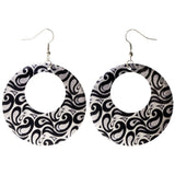 Silver-Tone & Black Colored Metal Dangle-Earrings #LQE3905