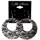 Silver-Tone & Black Colored Metal Dangle-Earrings #LQE3905