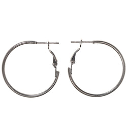Silver-Tone Metal Hoop-Earrings #LQE3907