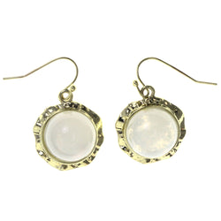 White & Gold-Tone Colored Metal Dangle-Earrings With Bead Accents #LQE3908