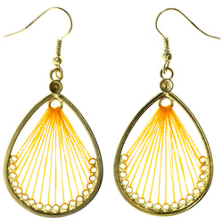 Orange & Gold-Tone Colored Metal Dangle-Earrings #LQE3909
