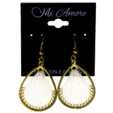 White & Gold-Tone Colored Metal Dangle-Earrings #LQE3910