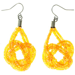 AB Finish Dangle-Earrings Bead Accents Orange & Silver-Tone #LQE3922
